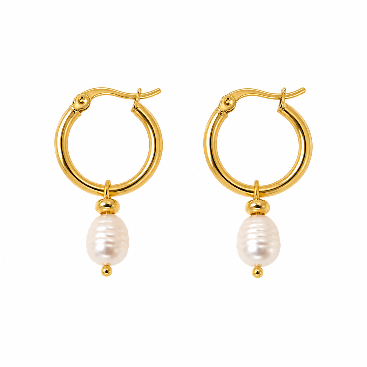 JESSIE Pearl hoops - 18K Gold Plated