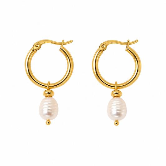 JESSIE Pearl hoops - 18K Gold Plated