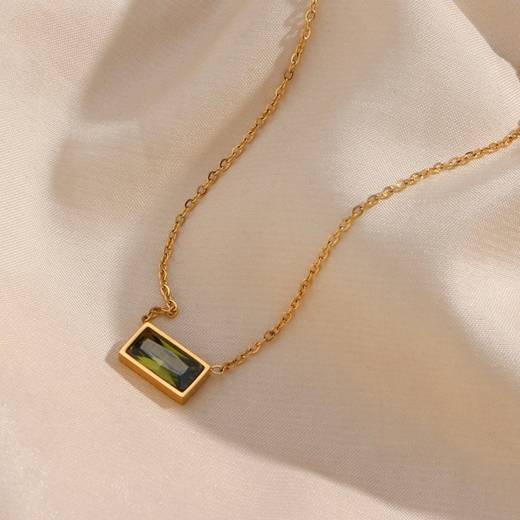 GABRIELLA Necklace- Emerald 18K Gold Plated